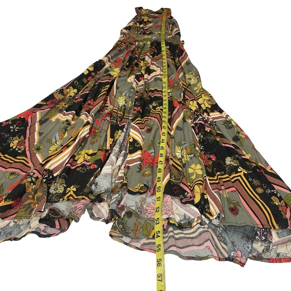 Abel The Label Floral Geometric Print Maxi Halter Top Sleeveless Dress Sz L - Picture 9 of 14